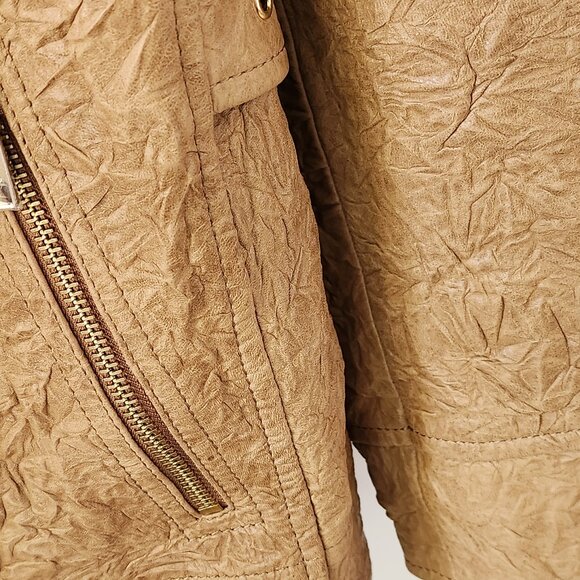 Michael Kors Crinkle Leather Bomber Jacket NEW - Picture 4 of 5